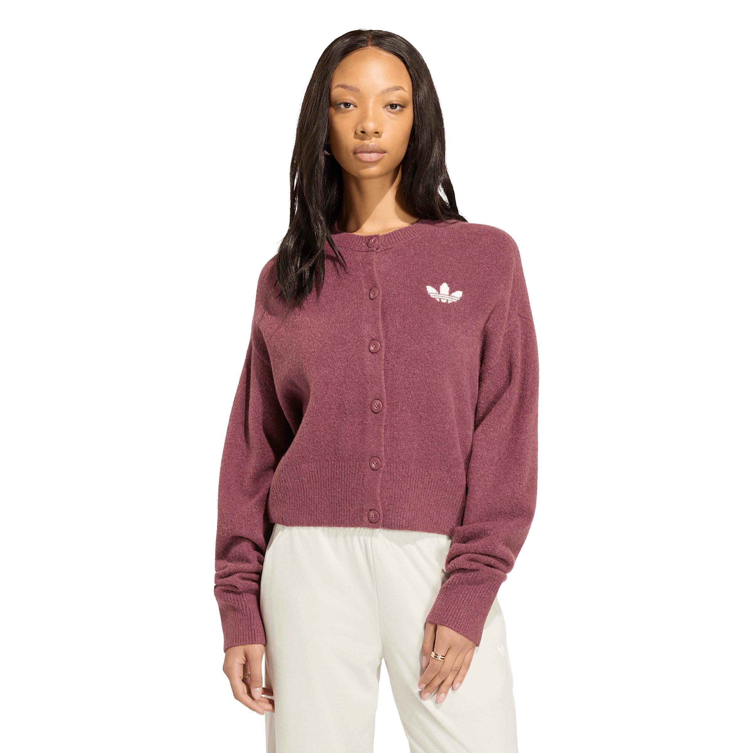 adidas Originals Women's Essentials Knit Cardigan - Light Maroon - LIGHT MAROON
